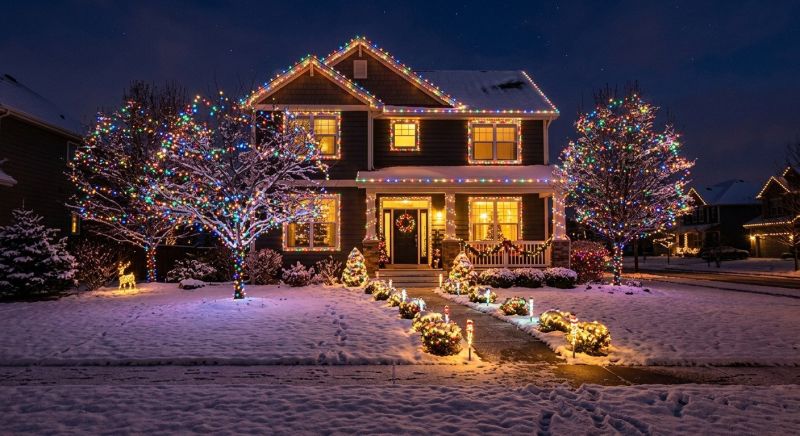 Holiday Lights Hanging in Overland Park, KS