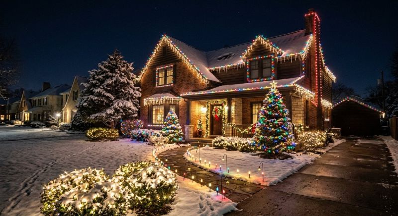 Holiday Lights Hanging in Kansas City, KS